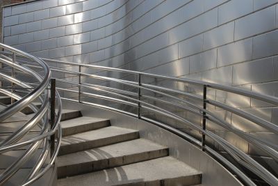 A metal staircase with steps leading to the top.